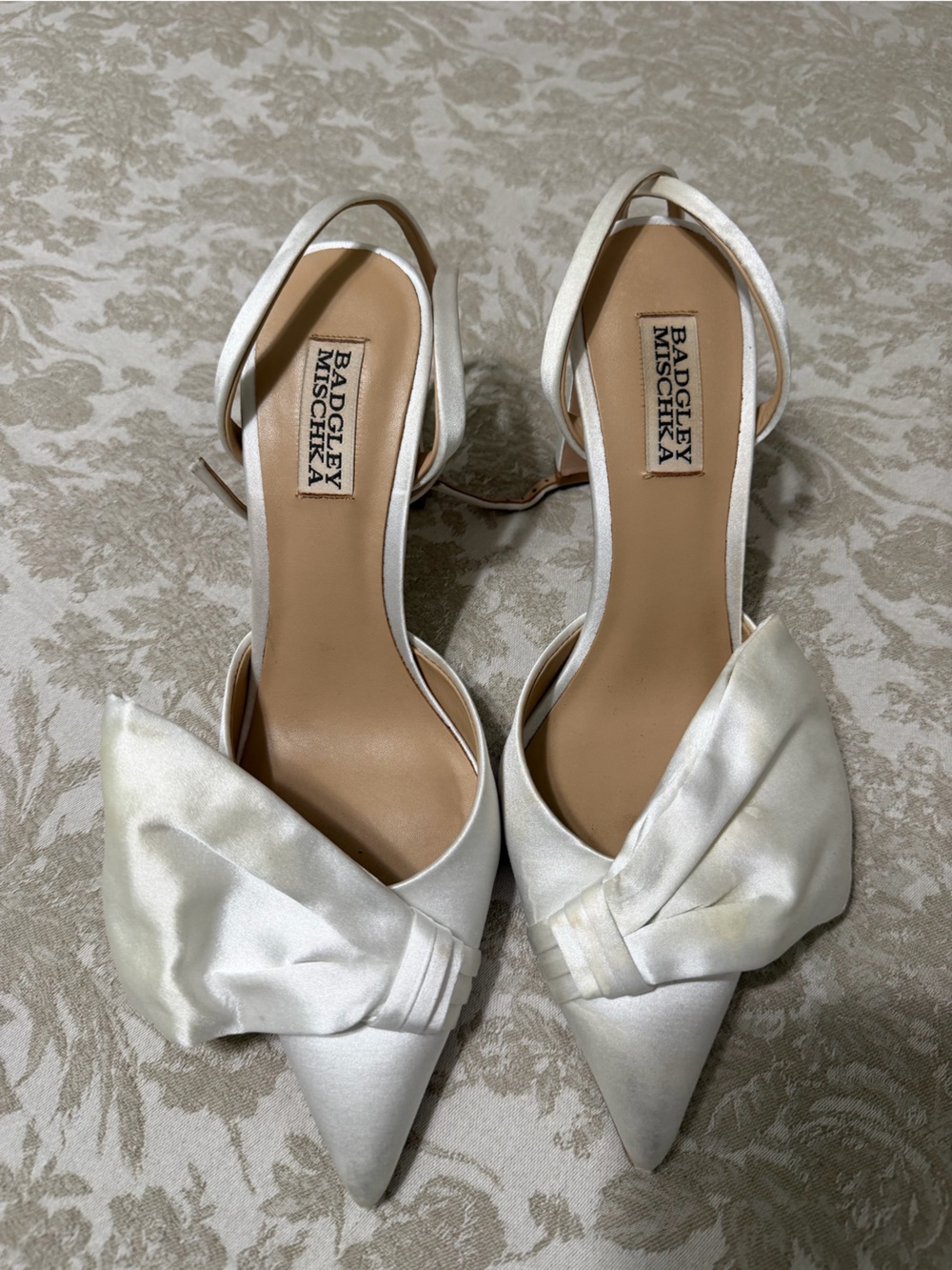 Badgley Mischka Alease Silk Bow Ankle-Strap Pumps